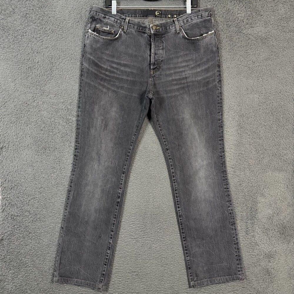 Vintage Just Cavalli Jeans Mens 35x32 Black Straight Fit Faded Denim Y2K Italy